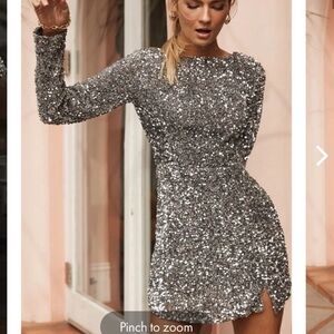 Princess Polly low back sequin silver dress